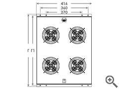 Череж блока вентиляторов (4шт) для установки в напольный шкаф серии RF глубиной 800мм | RA.W.0804.002