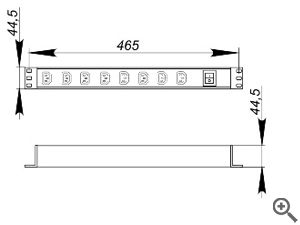 Череж блока розеток 19'' 1U 18 IEC320 C13